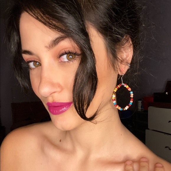 Handmade Colourful Beaded Hoops - Picture 1 of 5